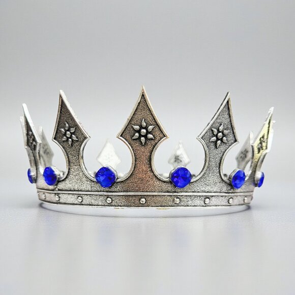 Handmade Other - Blue Rhinestone Medieval, Renaissance Faire, Royal Prince Diadem, Silver Crown